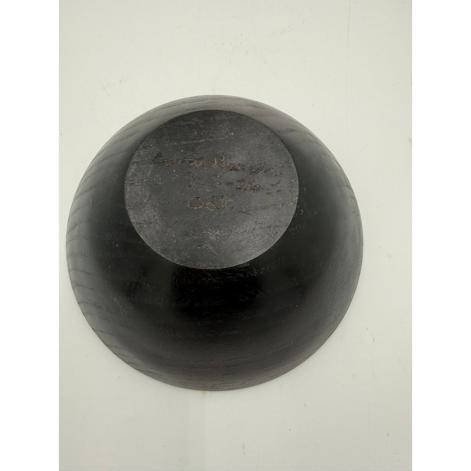 Hand Turned Black Oak Wood Bowl 9.75 x 3.25, food safe finish, handmade, decorative serving, salad or fruit