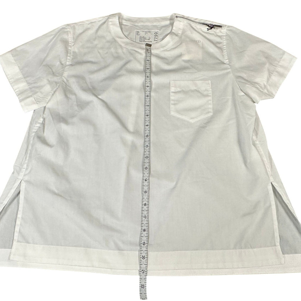 Sacai White Zip Shoulder Pocket Tee Size 3 (Large)
