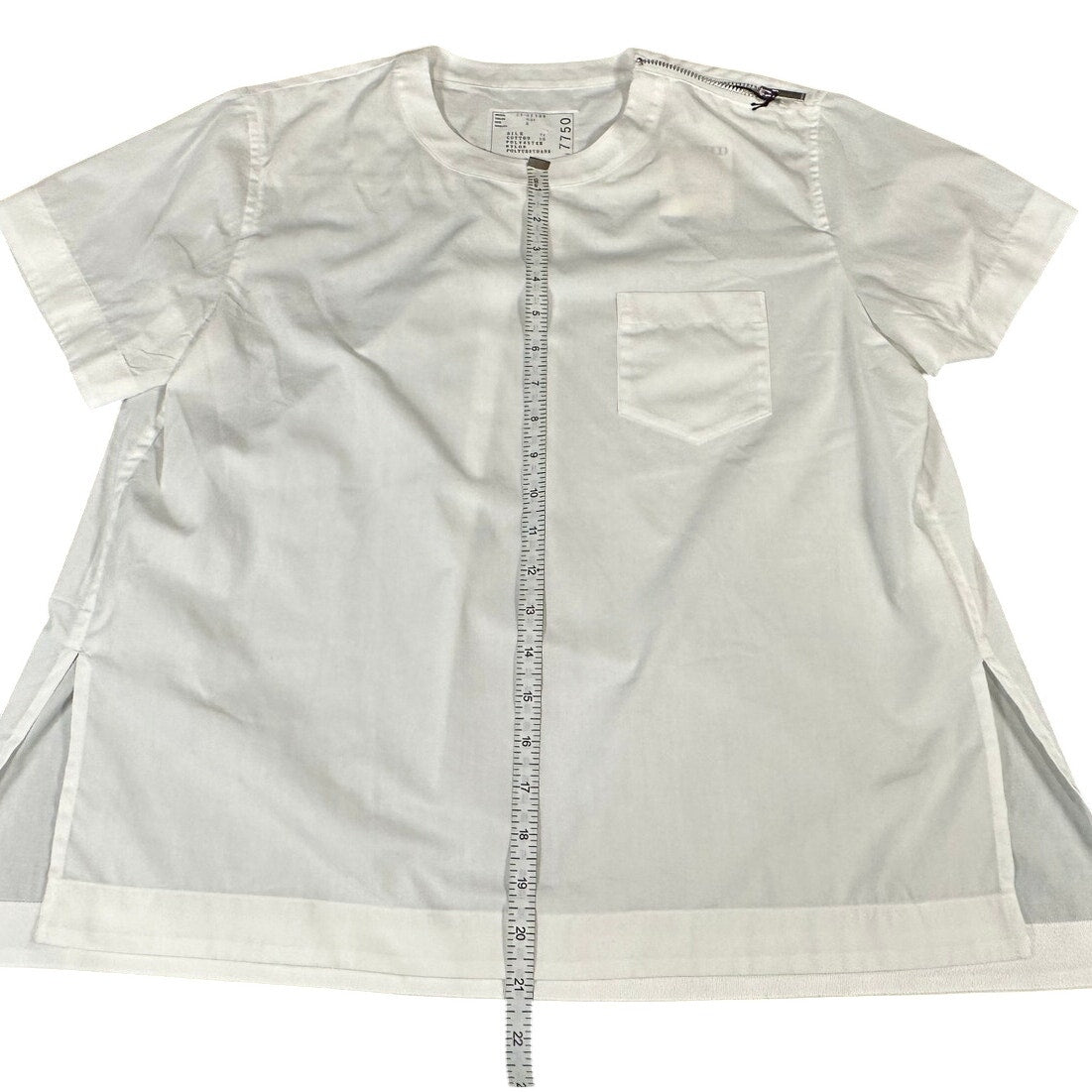 Sacai White Zip Shoulder Pocket Tee Size 3 (Large)