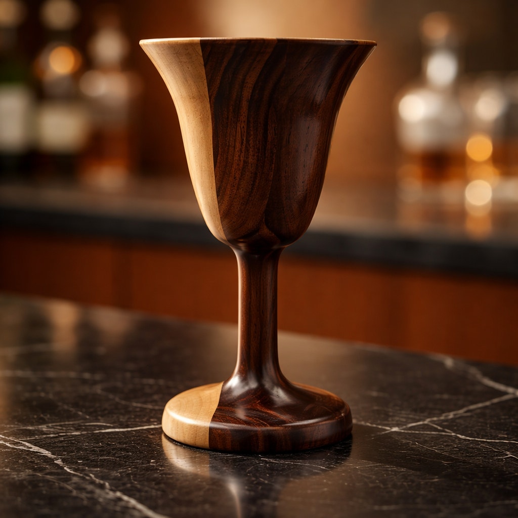 Hand Turned Walnut and Maple Wood Goblet, 9x5 size, handmade chalice, functional art, decorative accent, food safe finish