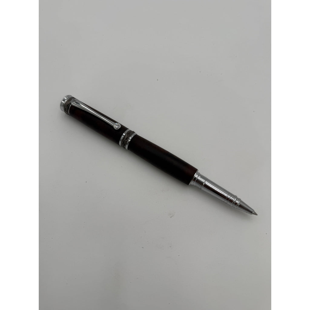 Custom Walnut Burl Rollerball Pen, Majestic Junior, Silver Hardware, Handcrafted Writing Gift