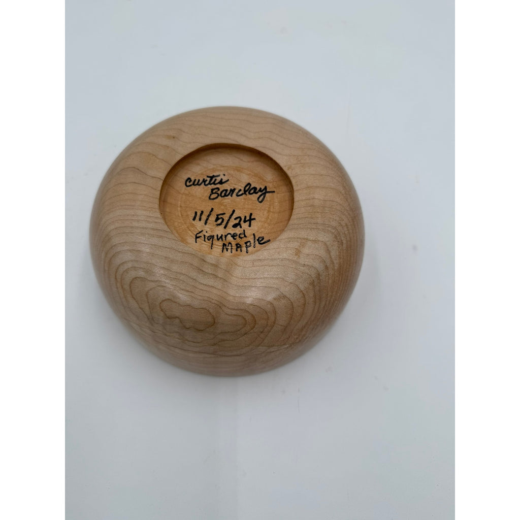 Hand Turned Figured Maple Wood Bowl 7.75 x 3.25, handmade kitchenware, salad serving bowl, food safe finish, decorative center bowl, unique