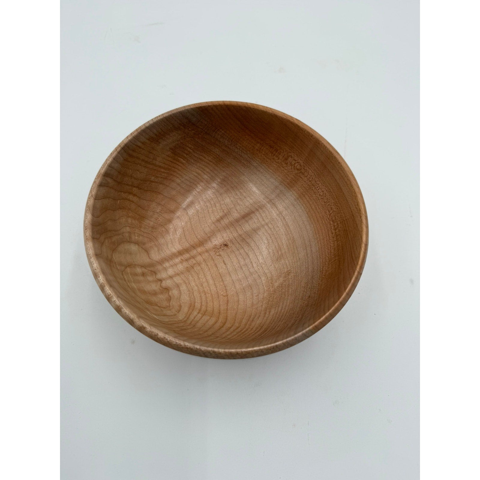 Hand Turned Figured Maple Wood Bowl 7.75 x 3.25, handmade kitchenware, salad serving bowl, food safe finish, decorative center bowl, unique