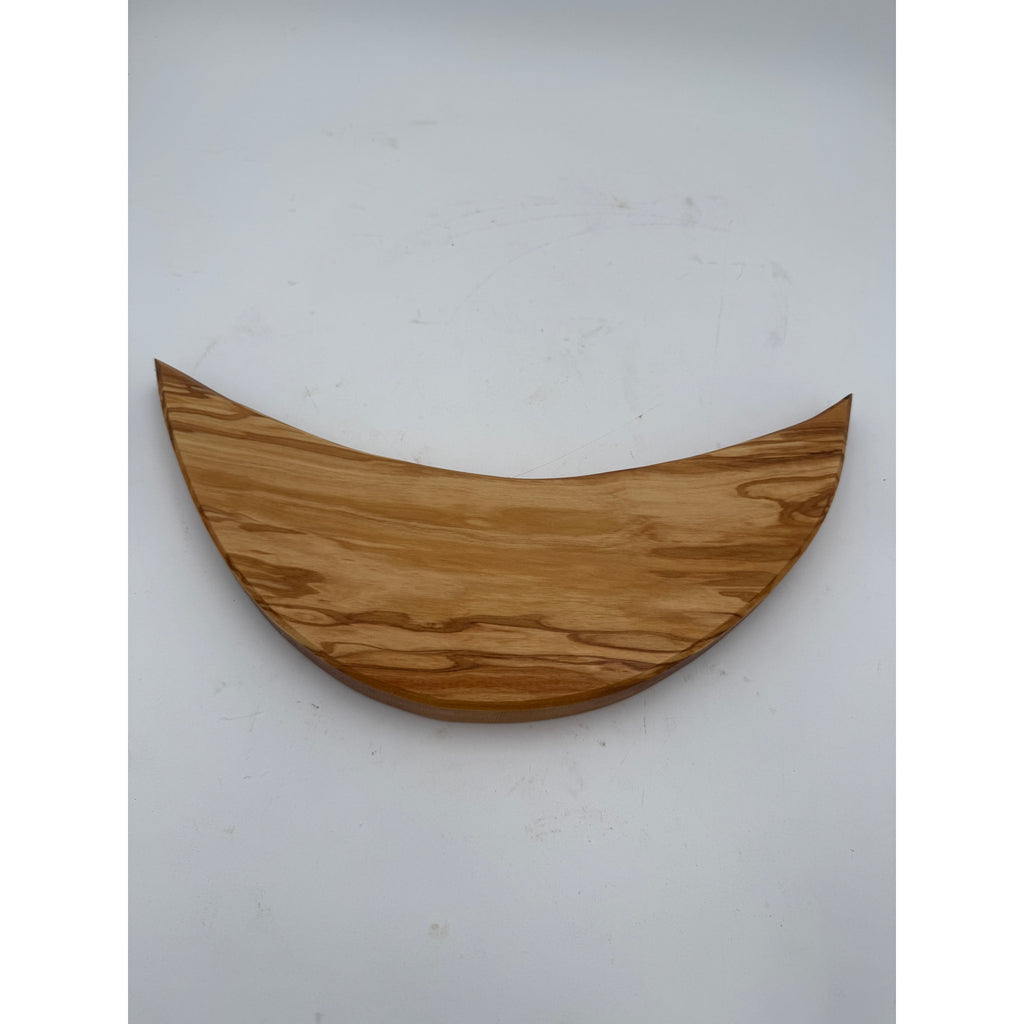 Italian Olive Wood Crescent Cheese Board, Hand Crafted, 15.5 x 5 x 1 Inch, Dense Hardwood