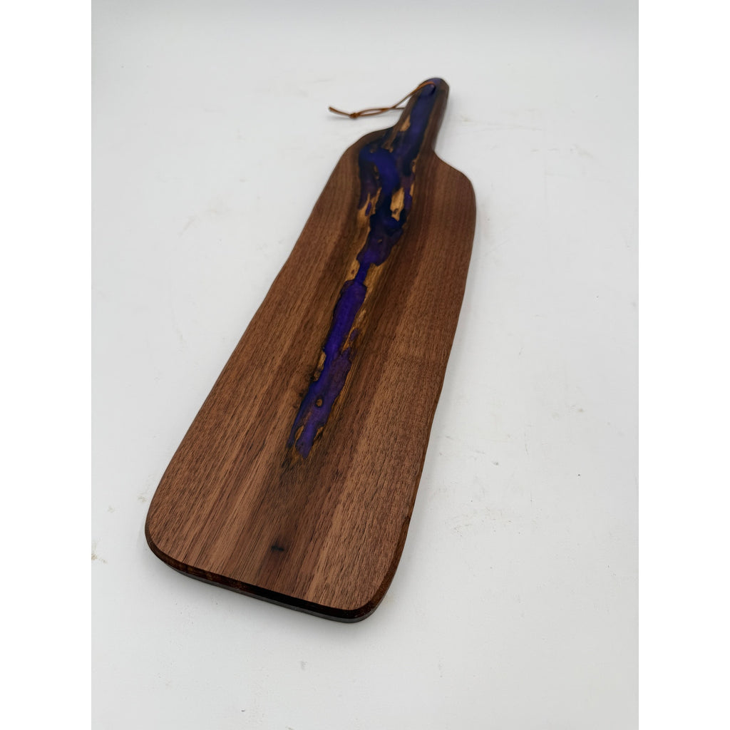 Walnut Charcuterie Board with Purple Epoxy, 20.5 x 5.5 x 7/8, food safe finish, handcrafted serving board