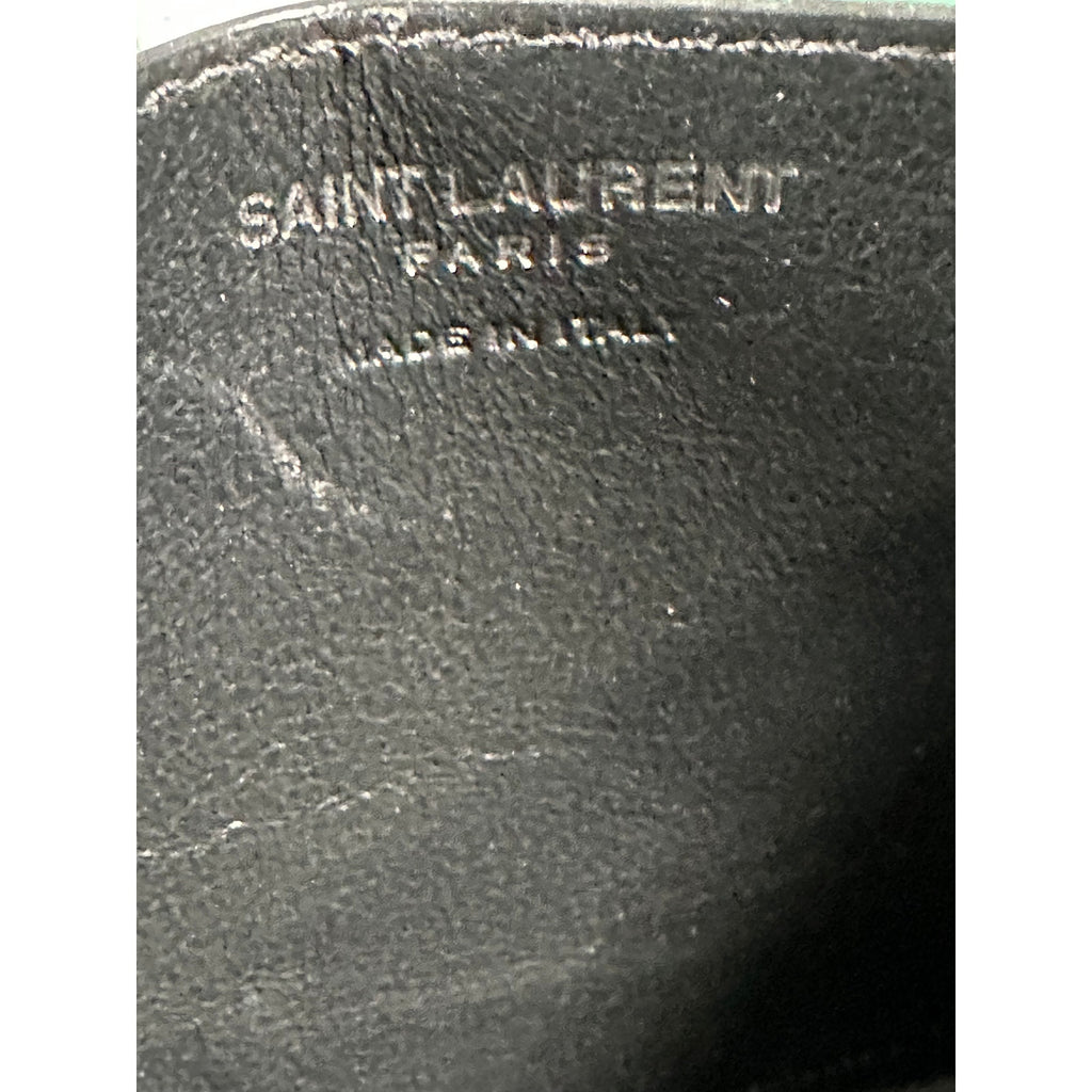 Saint Laurent Cassandre Card Case Black Silver NWT