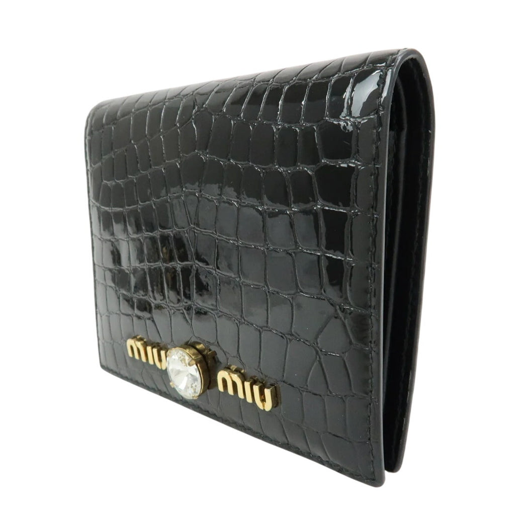 MIU MIU embossed patent leather bi-fold compact wallet
