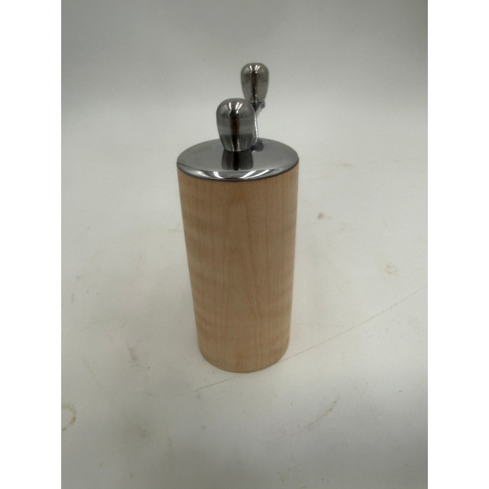 Hand Turned Maple Pepper Grinder, Stainless Steel, 1 5/8 x 3 1/2 Inch, SKU 1427