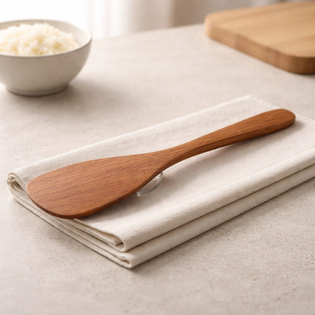 Handcrafted Oak Kitchen Spatula Utensil, 12.5 inch, food safe finish, flat turner for nonstick pans, ergonomic handle