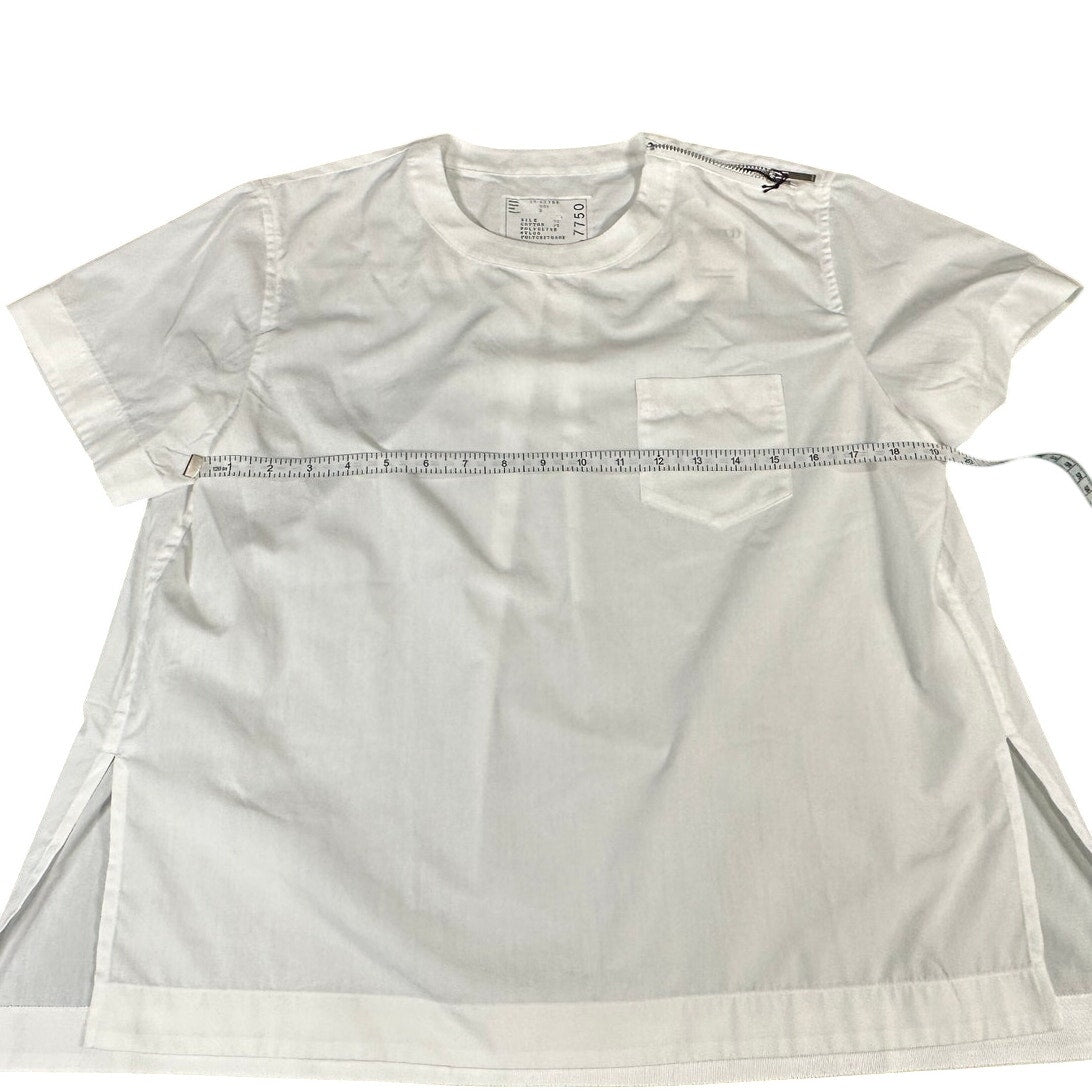Sacai White Zip Shoulder Pocket Tee Size 3 (Large)