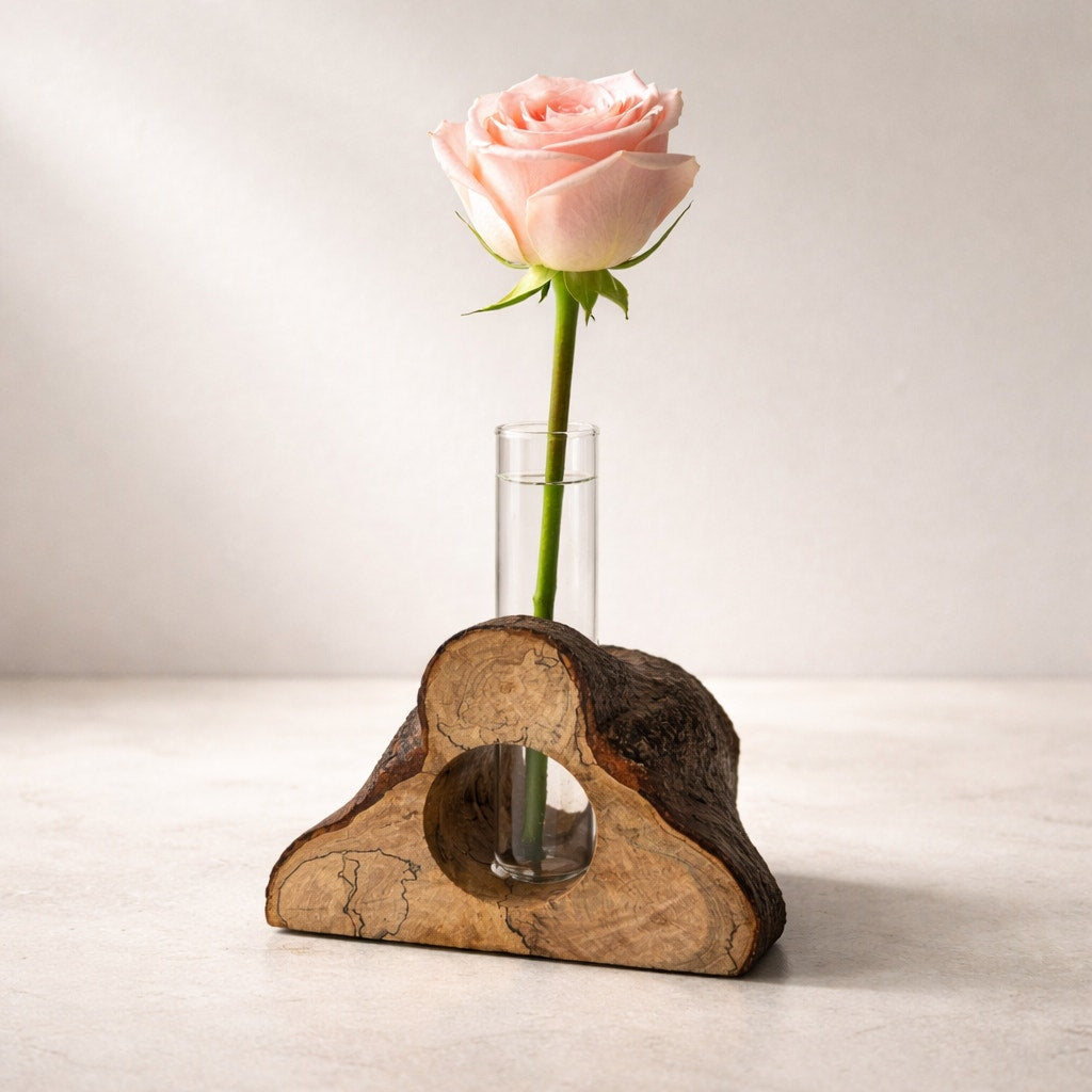 Rustic Wood Propagation Station Bud Vase, 6x4 size, functional decor, use to propagate cuttings, display dried flowers