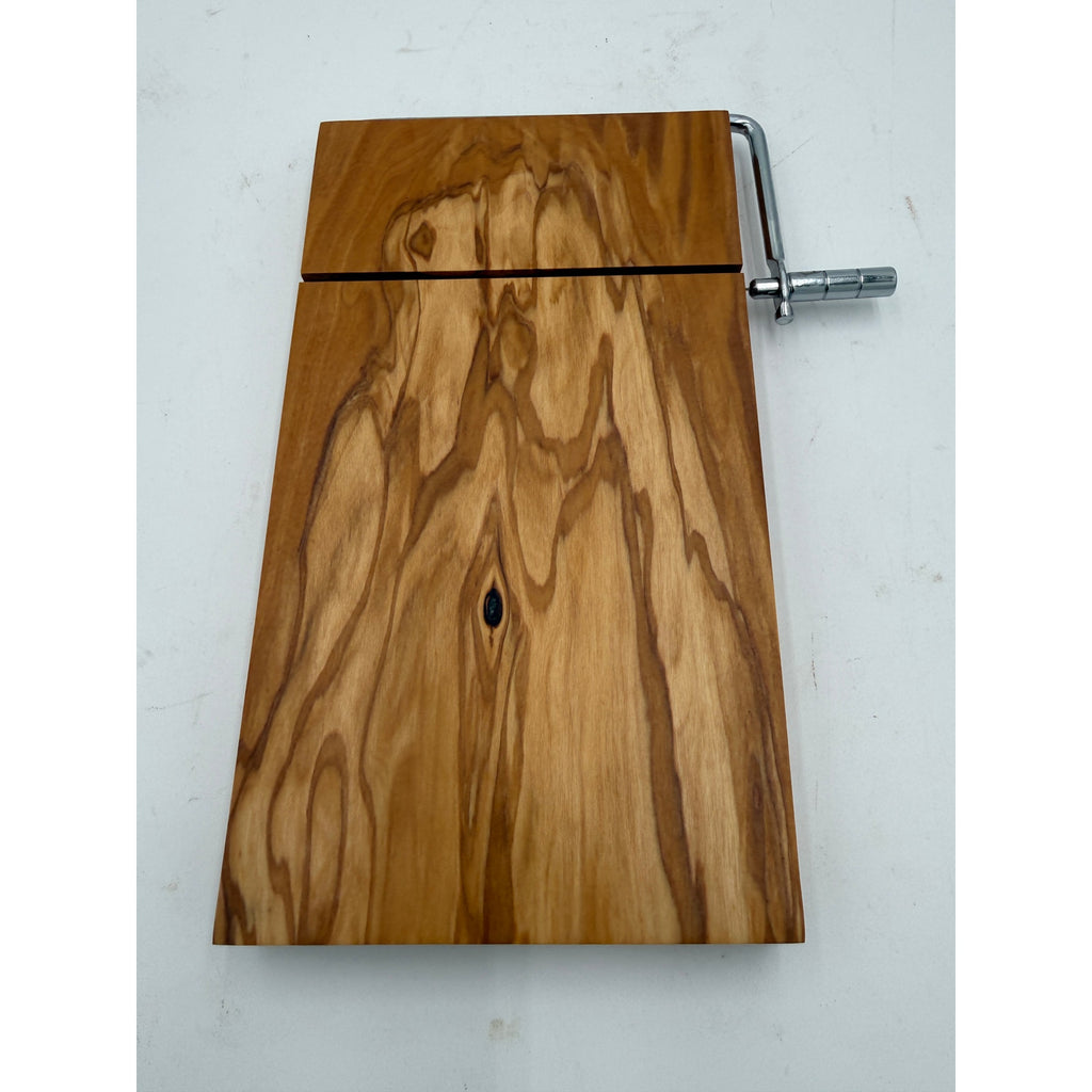 Italian Olivewood Cheese Cutter Board, Stainless Steel Wire, Handcrafted Kitchen Tool
