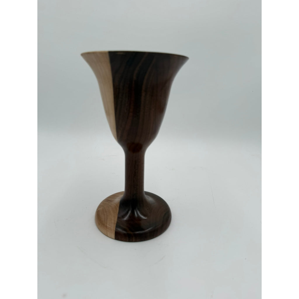Hand Turned Walnut and Maple Wood Goblet, 9x5 size, handmade chalice, functional art, decorative accent, food safe finish