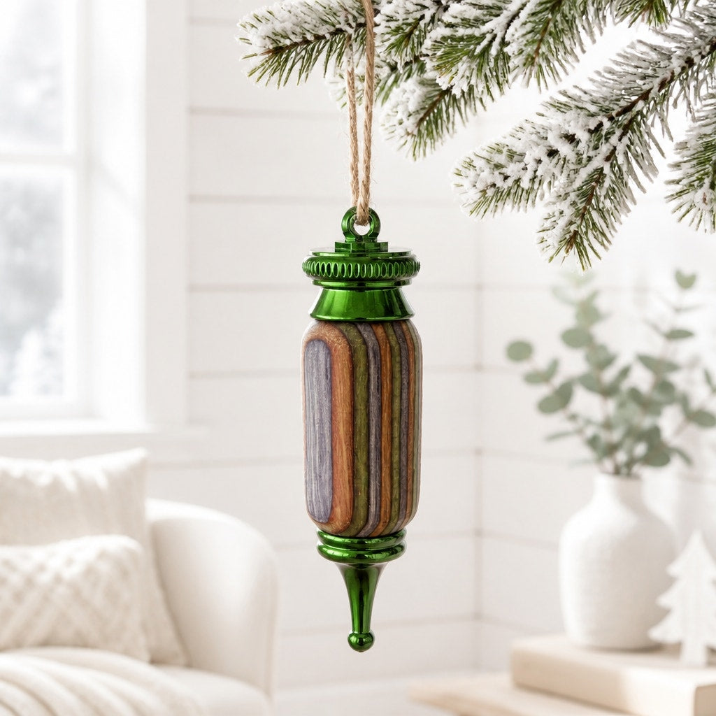 Hand Turned Christmas Ornament Collection, Wood and Epoxy, 2.5 Inch, One of a Kind
