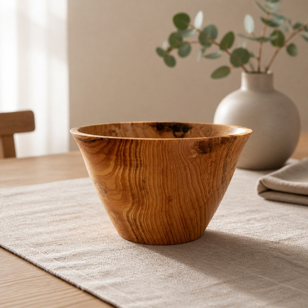 Rustic Fir Hand Turned Wooden Bowl 6.25x3.75, food safe finish, durable kitchen serving, artisanal decor, handmade gift
