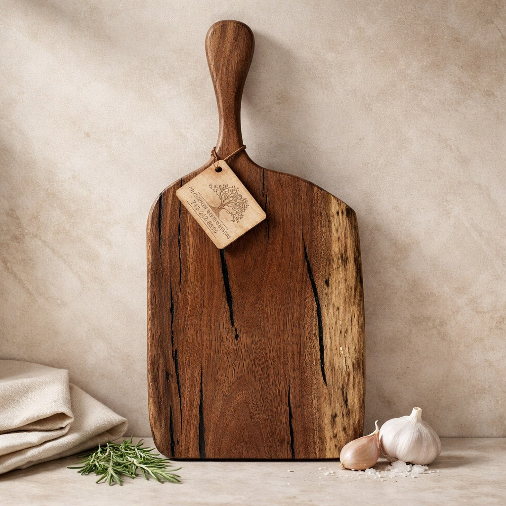 Live Edge Walnut Charcuterie Board with Handle, 21 x 9.5 x 1.25 in, serving tray, cheese board, kitchen gift