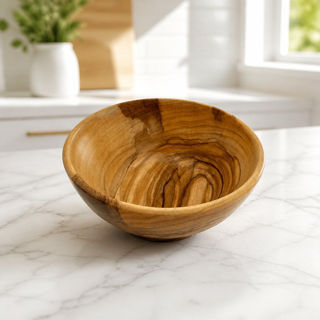 Italian Olive Wood Hand Turned Bowl, 5x2 Inch, Dense Hardwood, SKU 1366