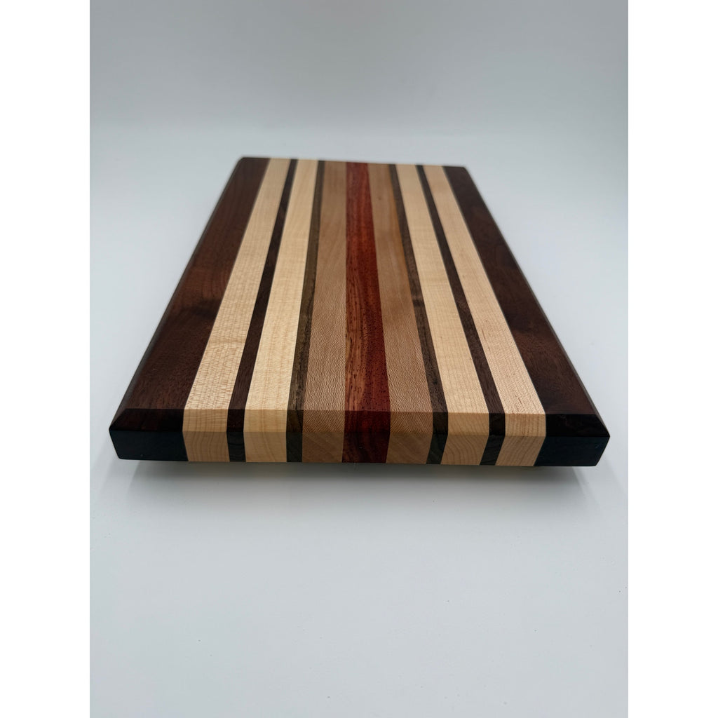 Handcrafted Edge Grain Cutting Board, Walnut Maple Sycamore Padauk, 15.5 x 9.75 x 1.5, SKU 1479