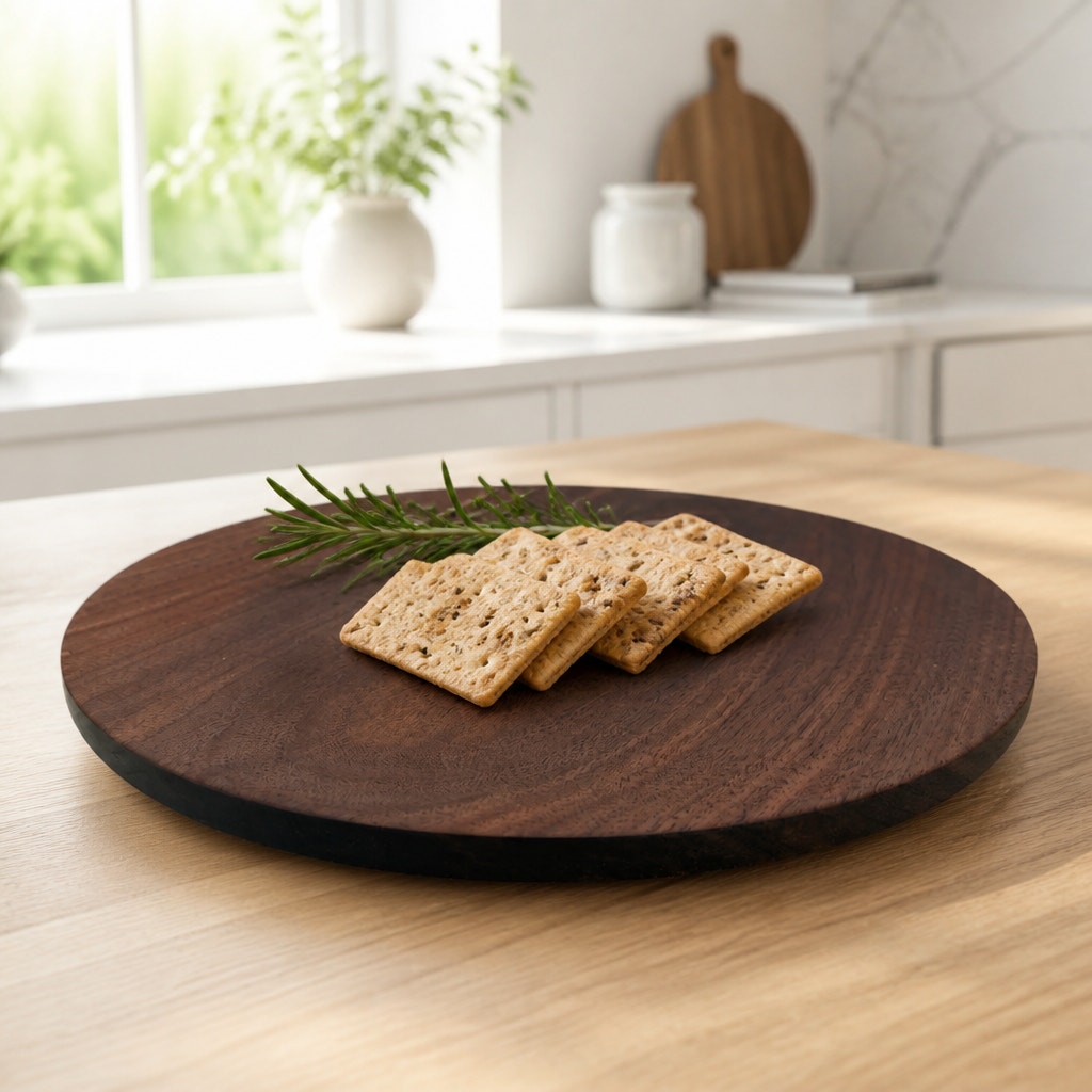 Hand Turned Walnut Serving Platter, 12.5 Inch, Rich Grain Patterns, SKU 1461