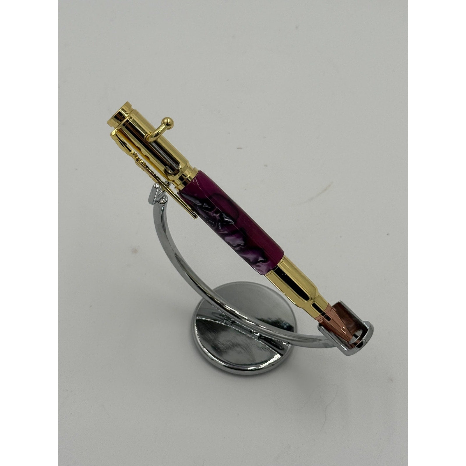 Purple Hand Turned Executive Rollerball Pen, epoxy barrel, smooth gel ink, gold hardware, gift boxed