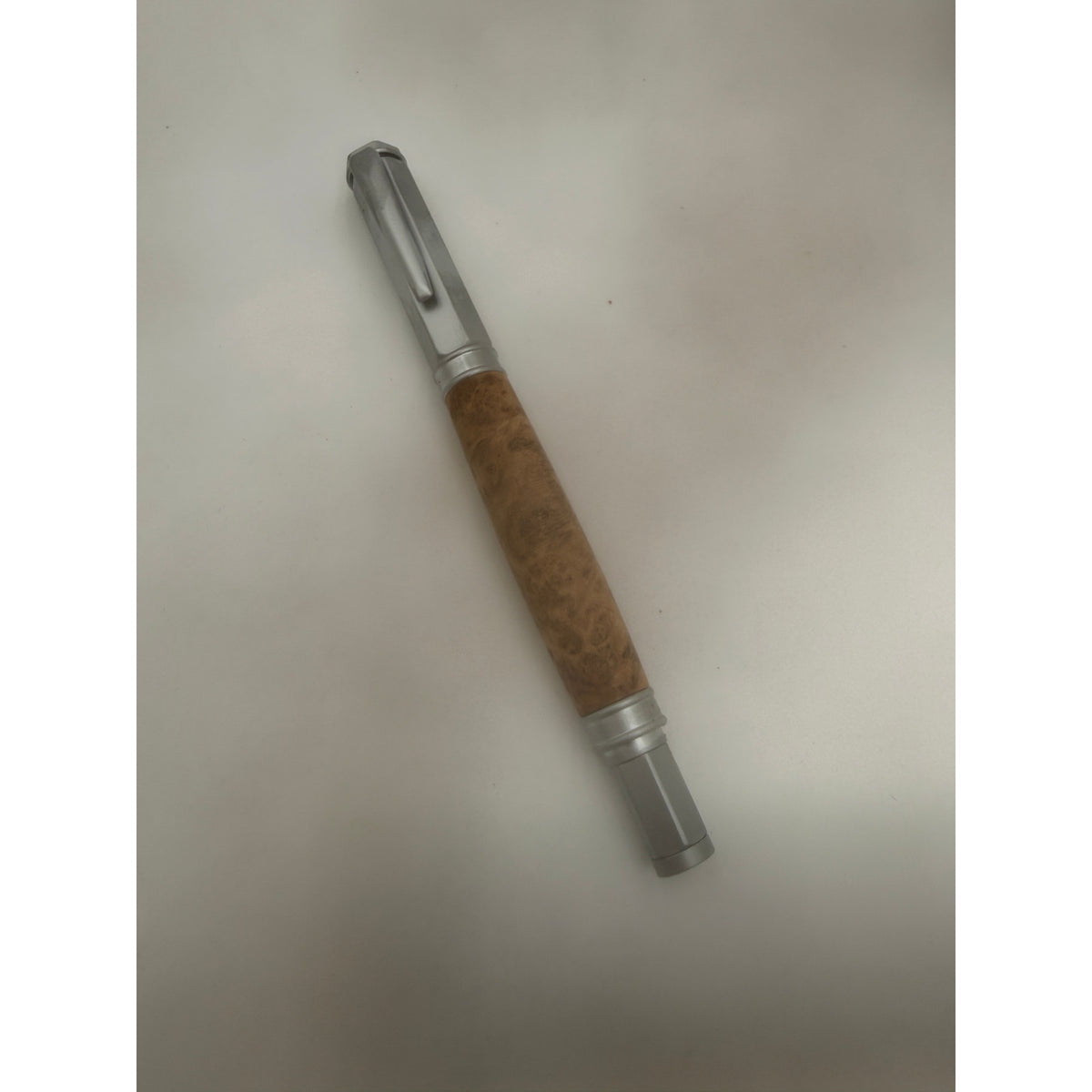 Vertex Fountain Pen in Spalted Tamarind, Hand Turned Barrel, Ink Pump, Cartridge, SKU 1469