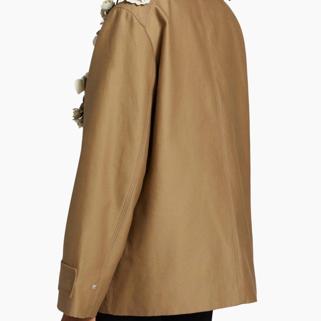 NWT Oscar de la Renta Runway Floral Appliqué Barn Jacket - Size L