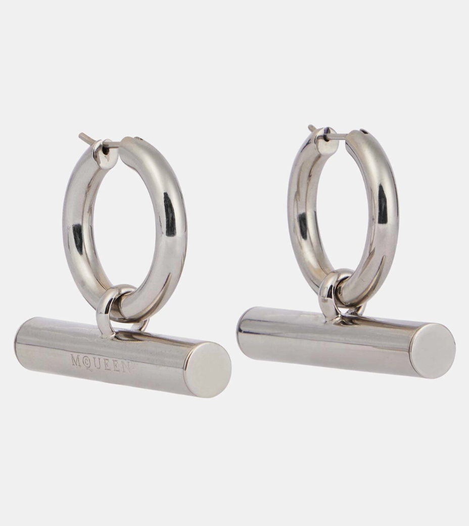 6783 - Alexander Mcqueen Tbar Drop Earrings Silver - New in Box - Image 1