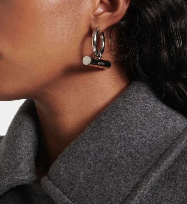 6783 - Alexander Mcqueen Tbar Drop Earrings Silver - New in Box - Image 2