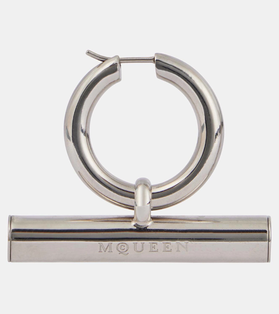 6783 - Alexander Mcqueen Tbar Drop Earrings Silver - New in Box - Image 3