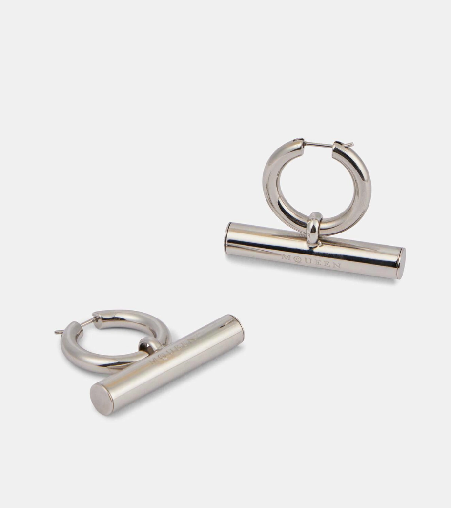 6783 - Alexander Mcqueen Tbar Drop Earrings Silver - New in Box - Image 4