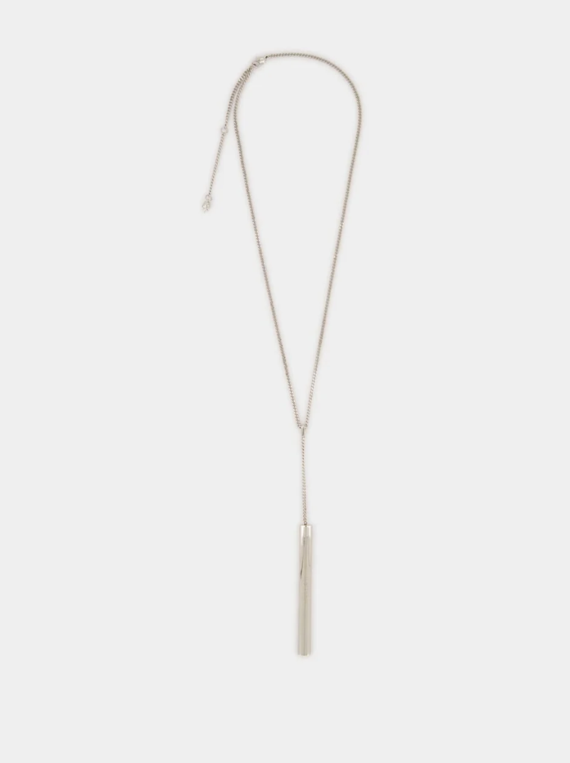 6784 - Alexander McQueen Tbar Drop Necklace Silver - New in Box - Image 1
