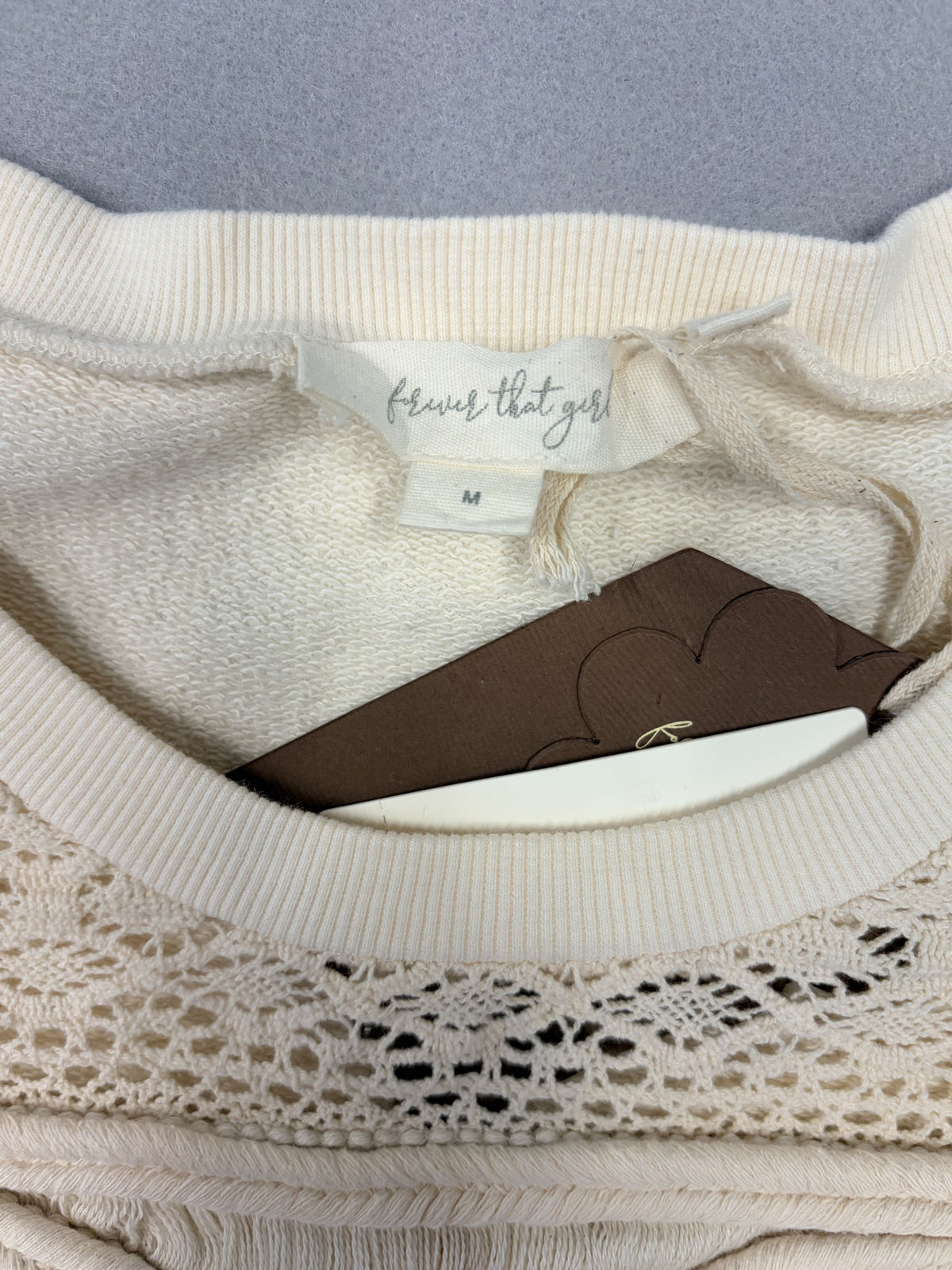Anthropologie Forever That Girl Fringed Pompom Cream Sweatshirt M Women's NWT - Image 3