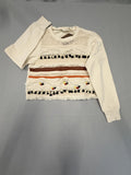 Anthropologie Forever That Girl Fringed Pompom Cream Sweatshirt M Women's NWT - Image 1