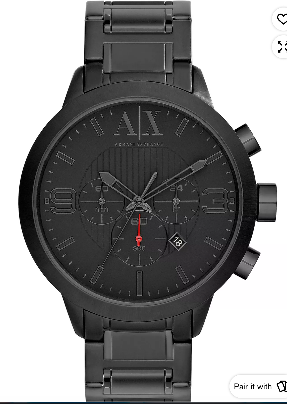 Armani Exchange AX1277 ATLC Men's Chronograph Black Stainless Steel - Image 1