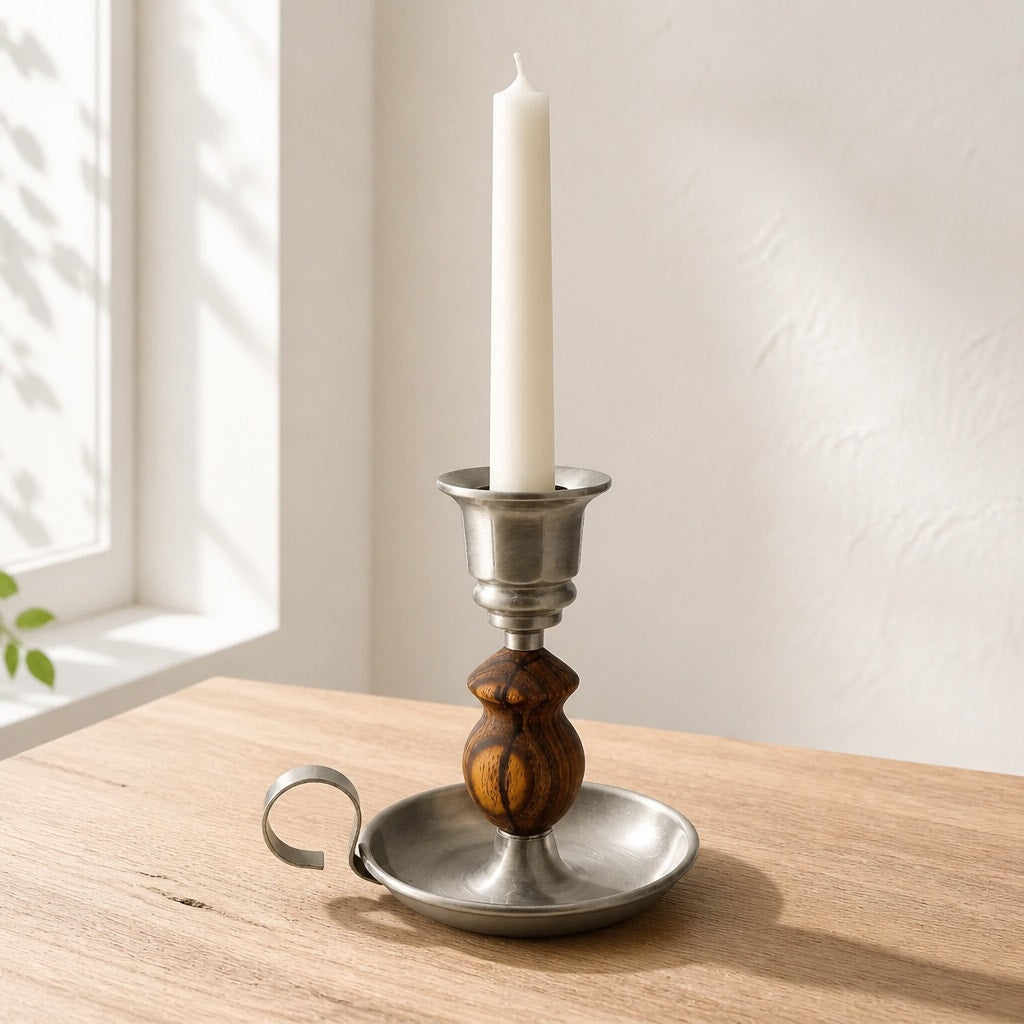 Hand Turned Wood Candle Holder, Brushed Satin Finish, 4 x 4 Inch, Hand Crafted
