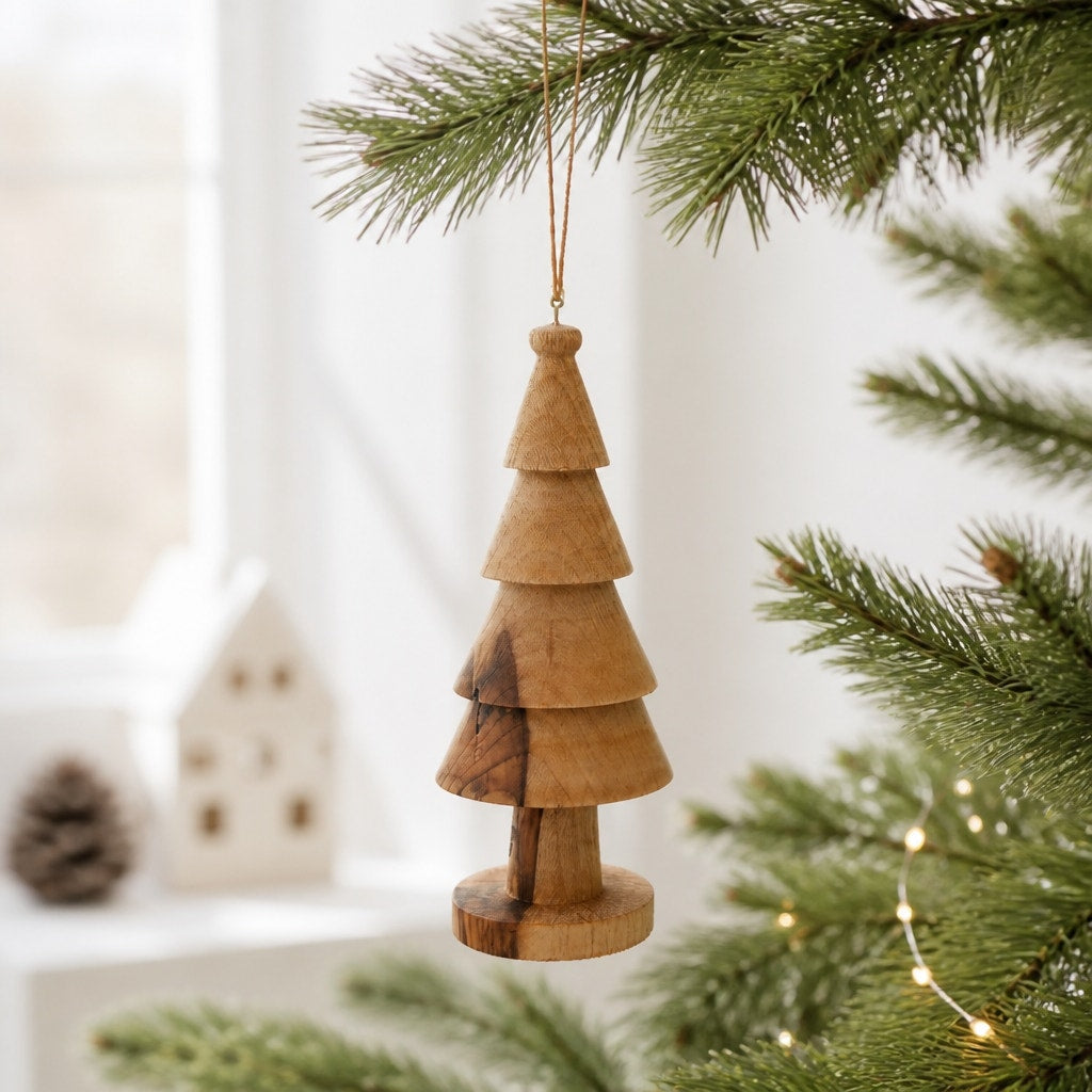 Hand Turned Wooden Christmas Ornament, One of a Kind, Artisan Holiday Decor, 2.5 to 7 Inches