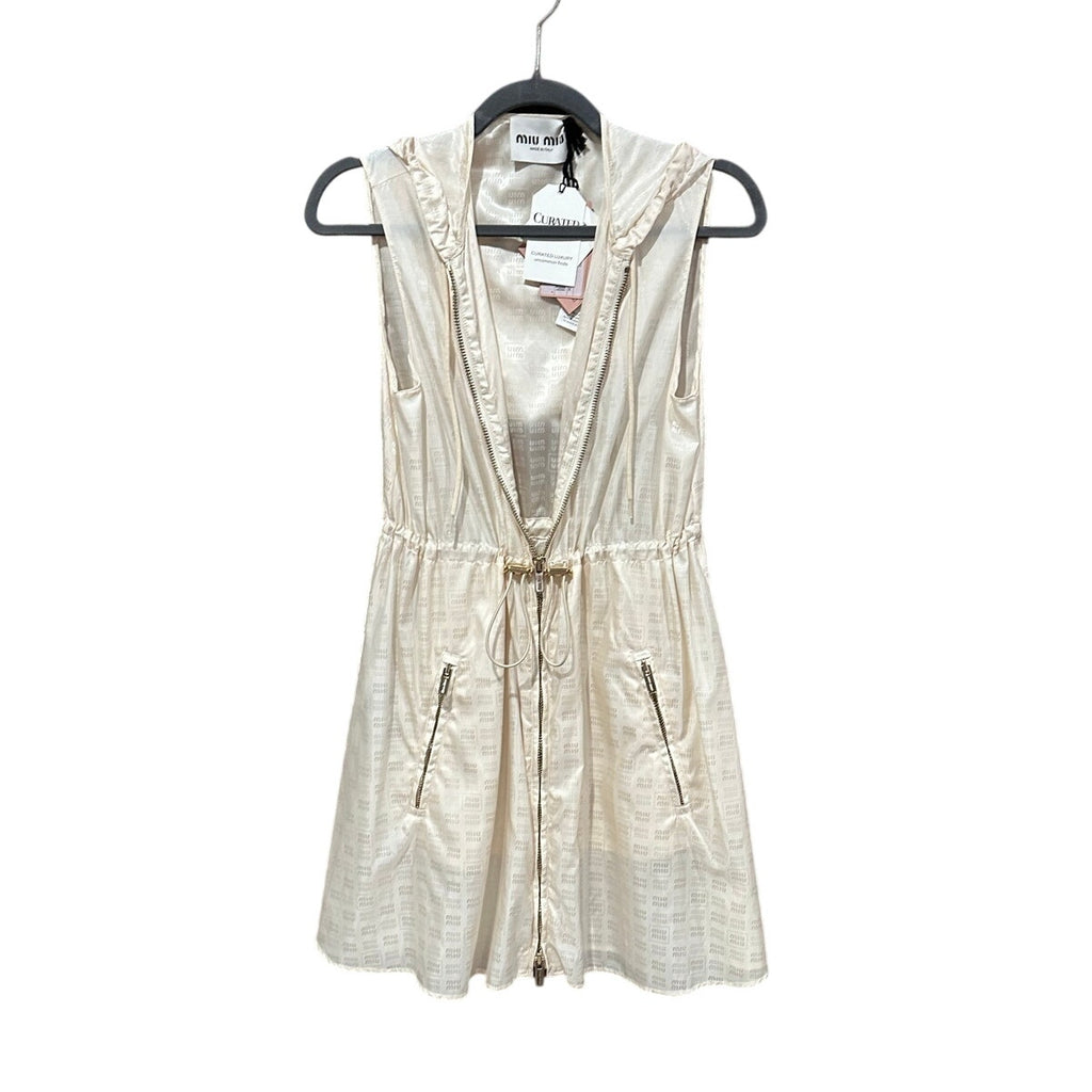 Miu Miu Nylon Hooded Mini Dress Vest Utility Style Size 36 NWT