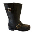 Jimmy Choo Black Biker Leather Boots with Gold plated trim - Size 8  - Pre-Owned