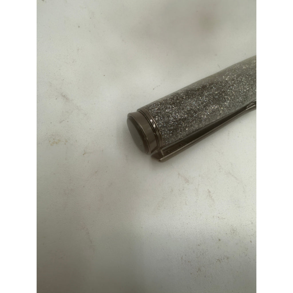 Hand Turned Cyclone Rollerball Pen, Silver Diamondcast Barrel, Gunmetal, Refillable, SKU 1436