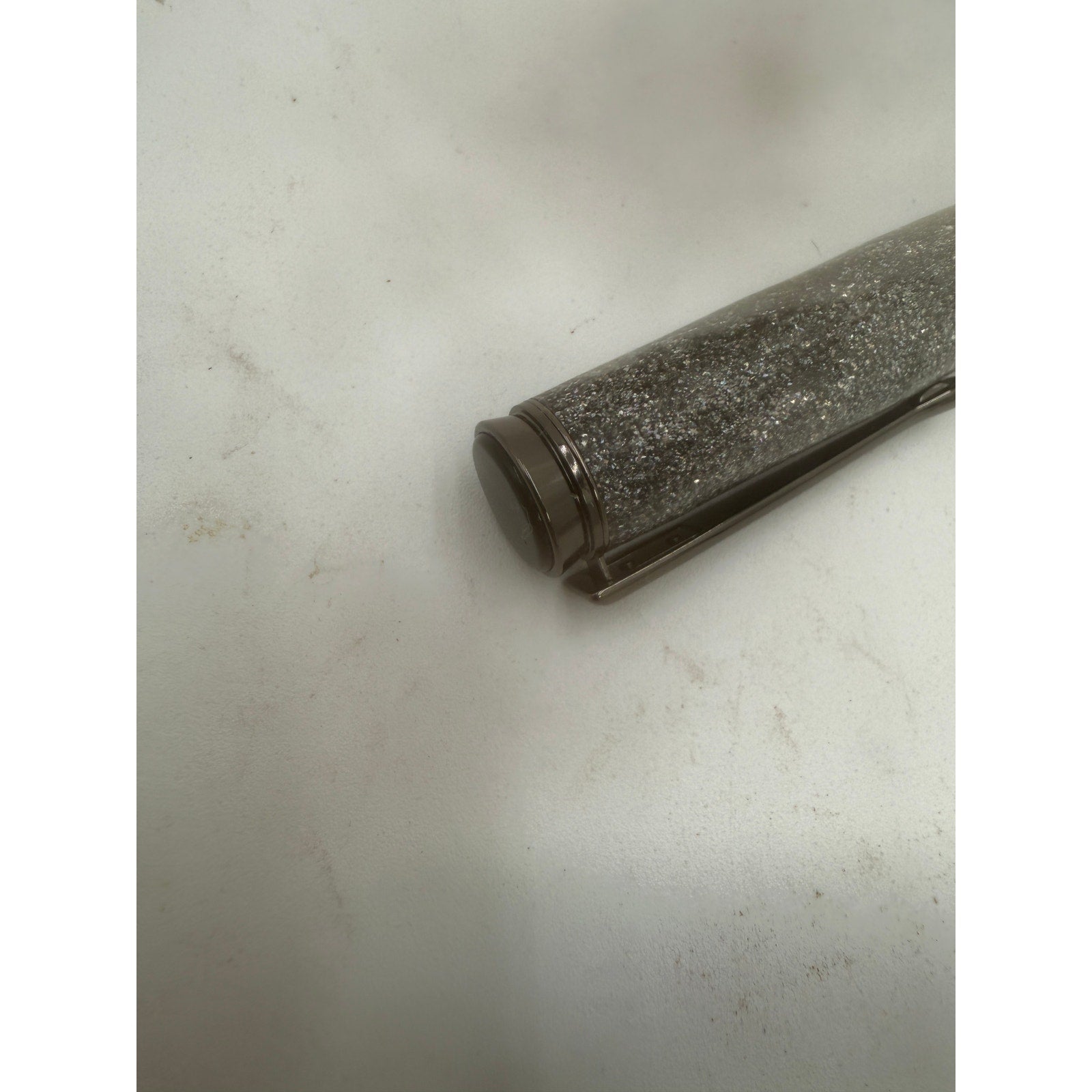 Hand Turned Cyclone Rollerball Pen, Silver Diamondcast Barrel, Gunmetal, Refillable, SKU 1436