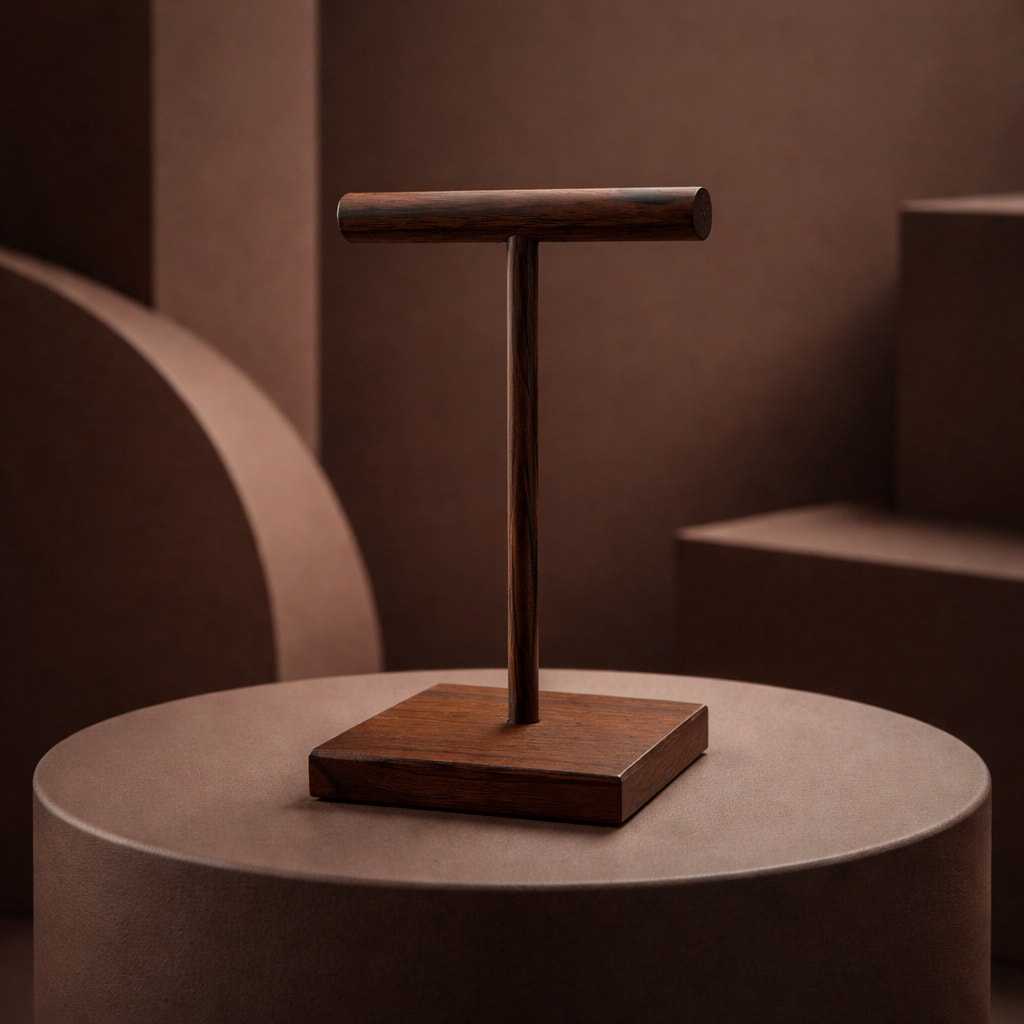 Walnut Small Necklace Holder Stand for Jewelry, handmade desk organizer, unique gift for her, minimal display, functional storage