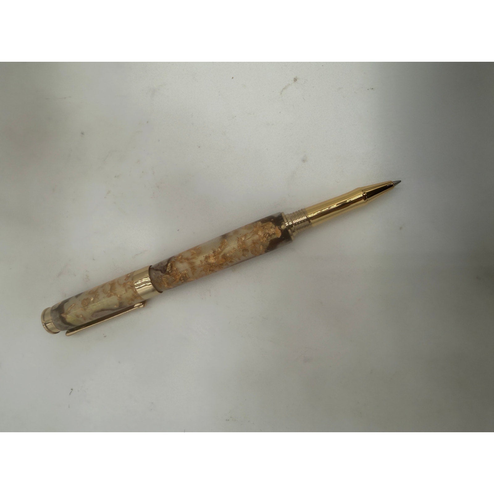 Beaufort Leveche Rollerball Pen, Gold Hardware, Epoxy Flake, Grapevine, Refillable, SKU 1435