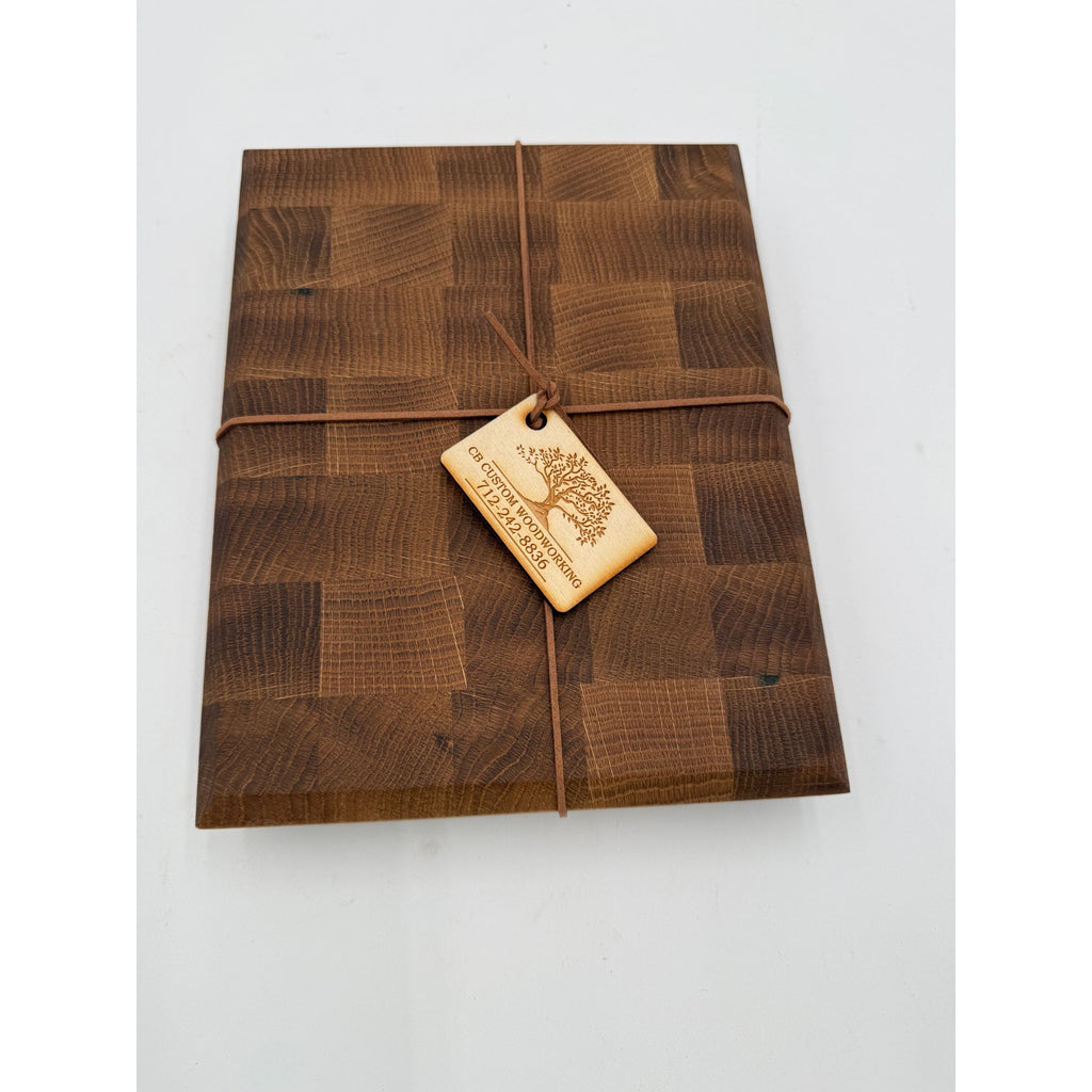 Premium White Oak End Grain Cutting Board, 9.5 x 7.5 x 1.5, hand crafted, butcher block style, knife friendly, gift ready