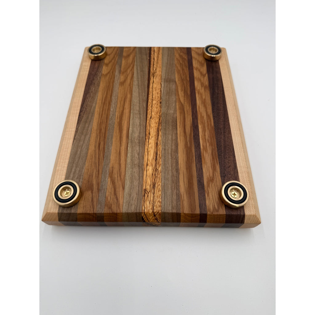 Handcrafted Edge Grain Cutting Board, Walnut Maple White Oak Tigerwood, 11.75 x 9.5 x 1.5 Inch