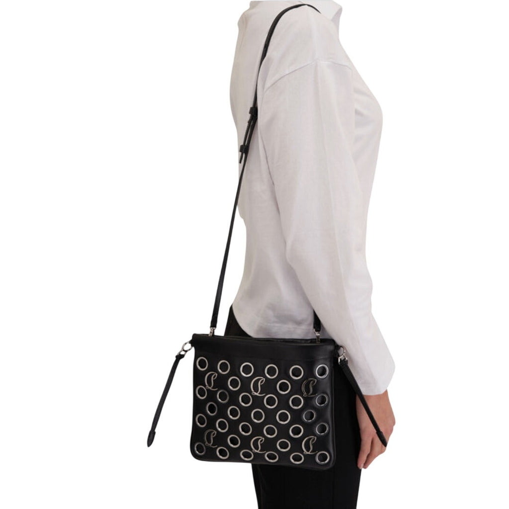 Christian Louboutin Mouchara Eyelet Mini Crossbody Black NWT