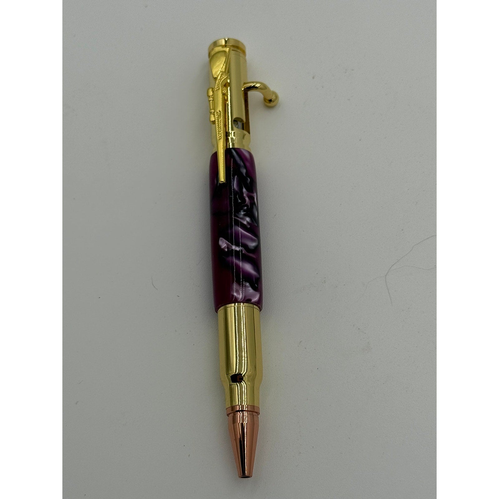 Purple Hand Turned Executive Rollerball Pen, epoxy barrel, smooth gel ink, gold hardware, gift boxed