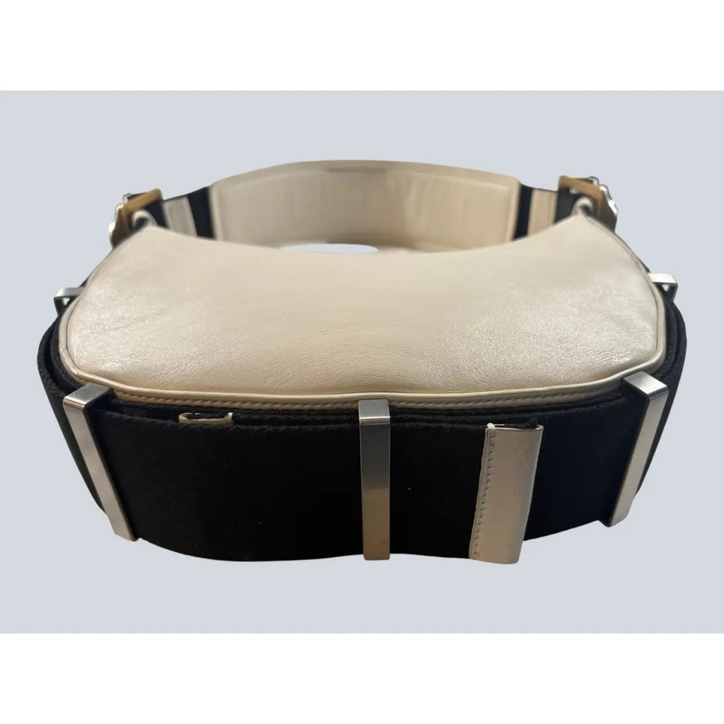 Dion Lee White & Black buffed leather bag. - White & Black