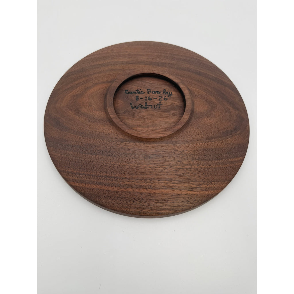 Hand Turned Walnut Serving Platter, 12.5 Inch, Rich Grain Patterns, SKU 1461