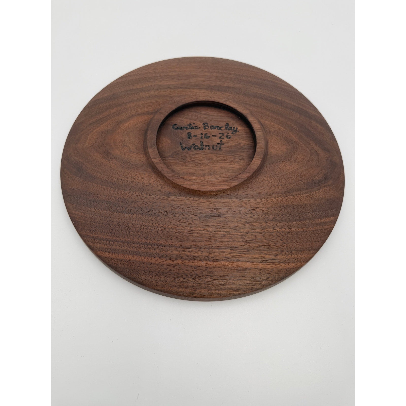 Hand Turned Walnut Serving Platter, 12.5 Inch, Rich Grain Patterns, SKU 1461