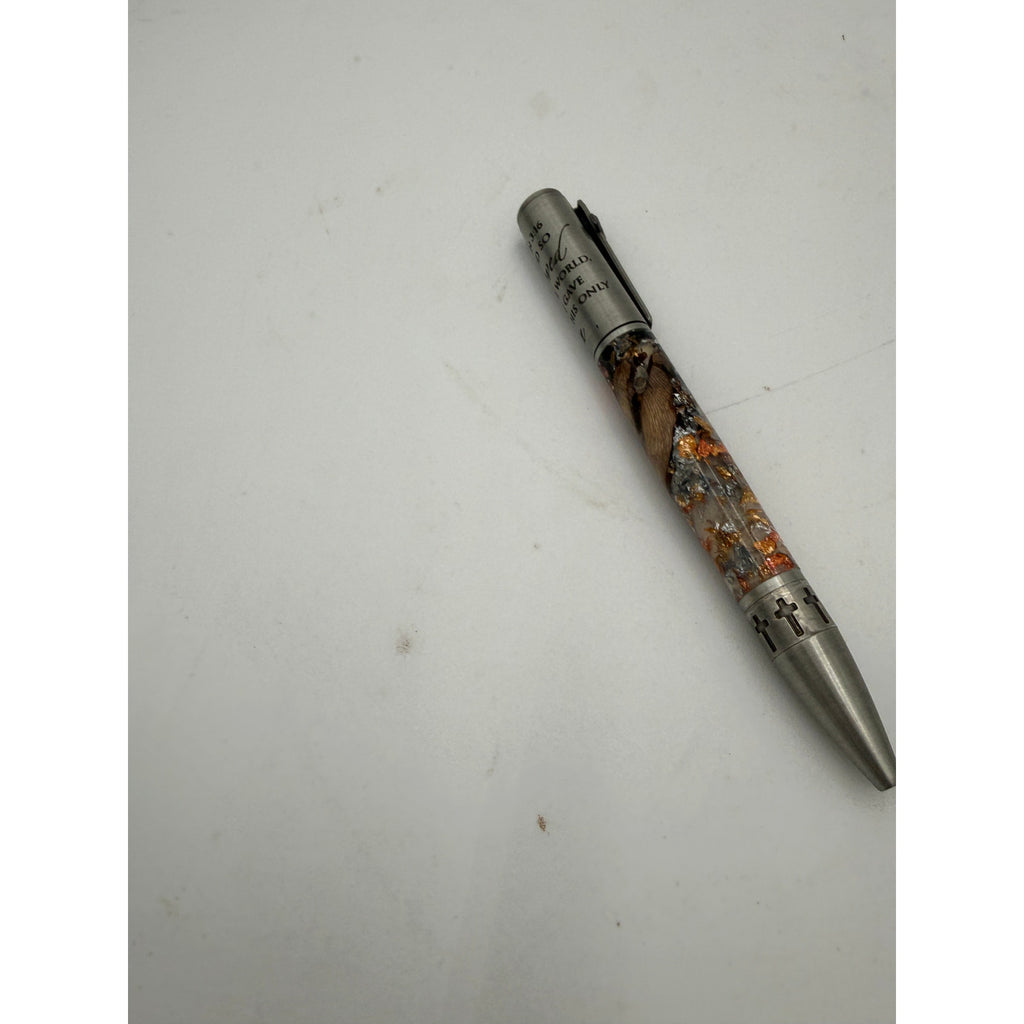 Premium Hand Turned Christian Pen, grapevine and clear epoxy body, metal cap engraved John 3:16, luxury writing gift for him